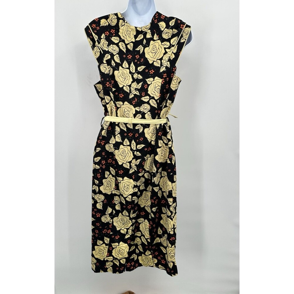 Voodoo Vixen Dress Large Flocked Floral Swing Retro 50s Rockabilly xl